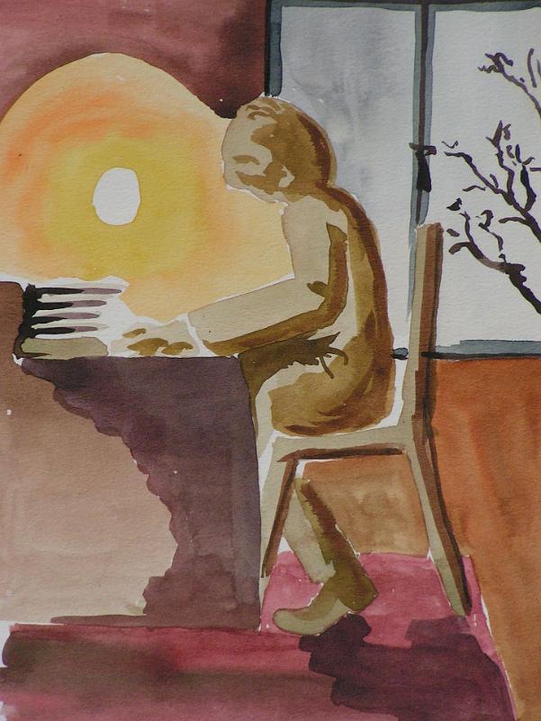Am Schreibtisch, Aquarell, 1988, 17,5x26.jpg
